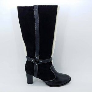 Midnight Velvet Womens Strappy Tall Riding Boots‎ Black Block Heels Zip 10 M